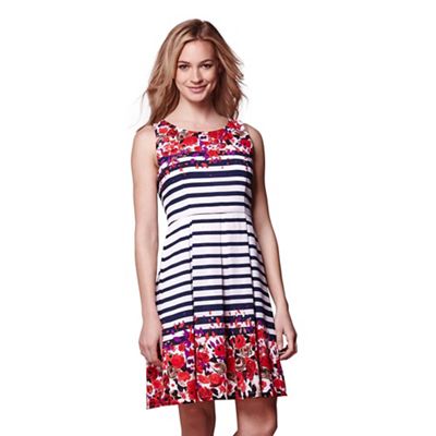 Multicoloured stripe & floral sleeveless dress